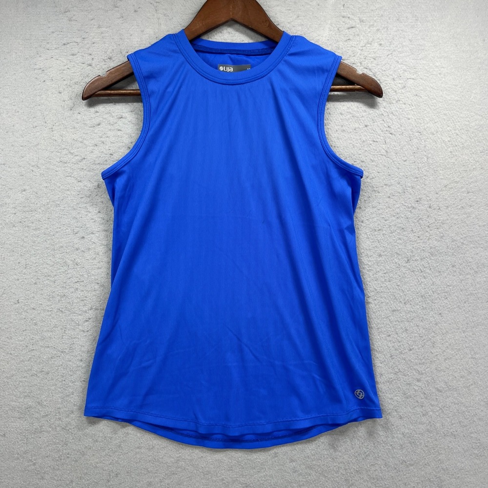 Lija Tank Top Womens Small Blue Ribbed Keyhole Tennis Golf Activewear Athleisure